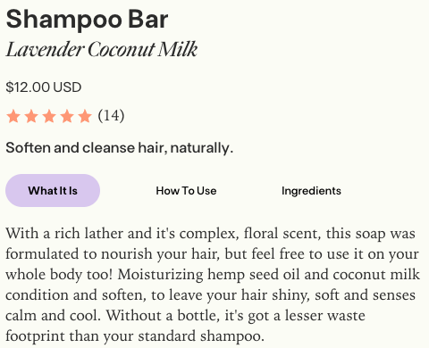 Meow Meow Tweet shampoo bar description