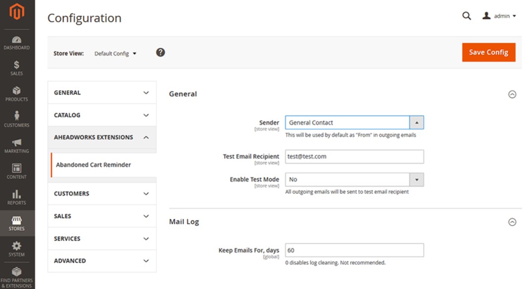 Abandoned Cart Email Subscription by Aheadworks configuration