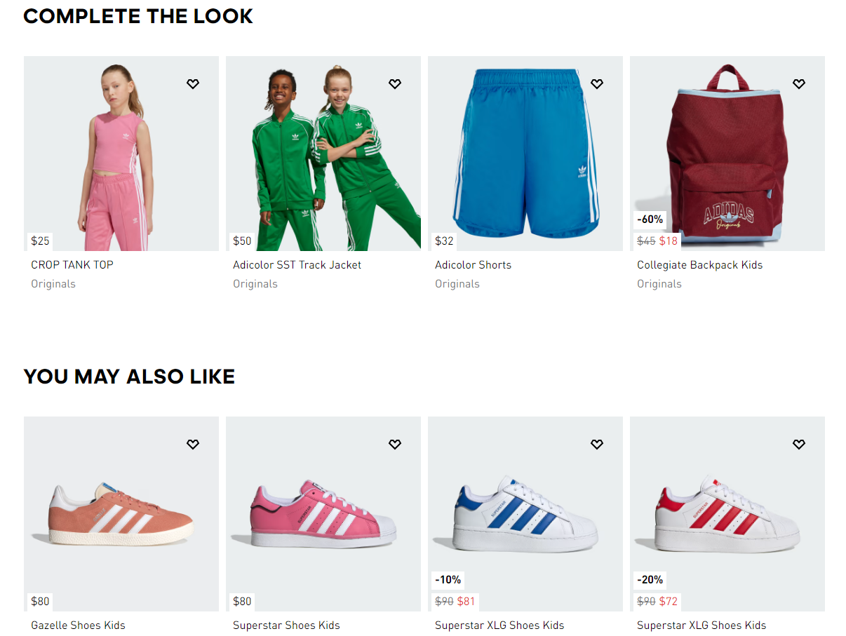 Cross-selling example: Adidas