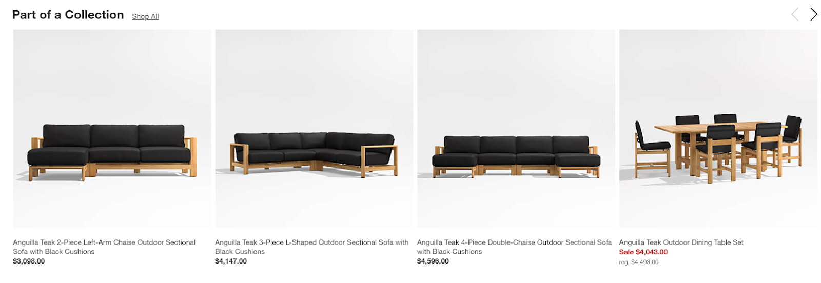 Cross-selling example: Crate & Barrel