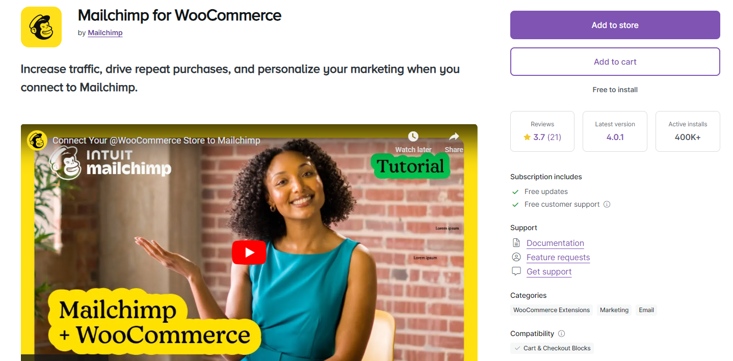 Mailchimp for WooCommerce plugin