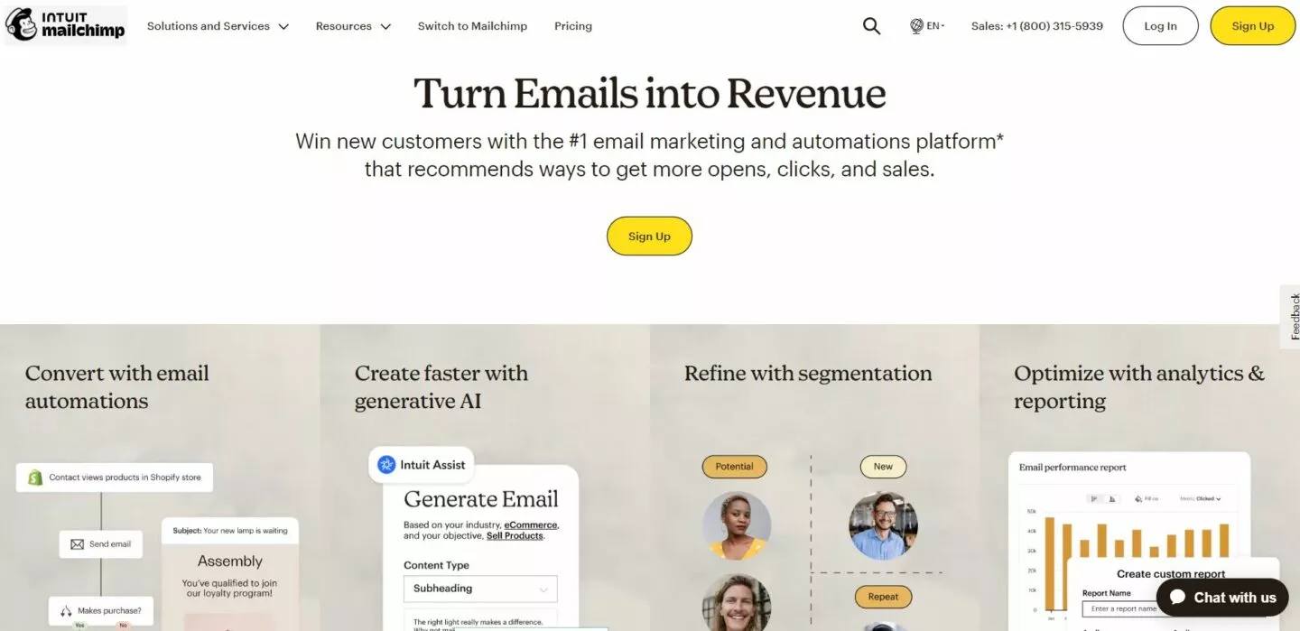 Brevo alternatives: Mailchimp homepage