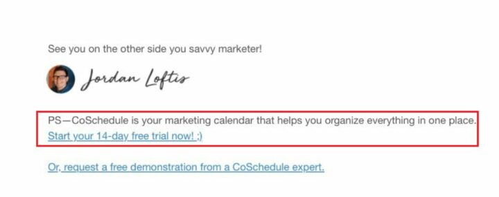 How to use P.S. in emails: providing CTA