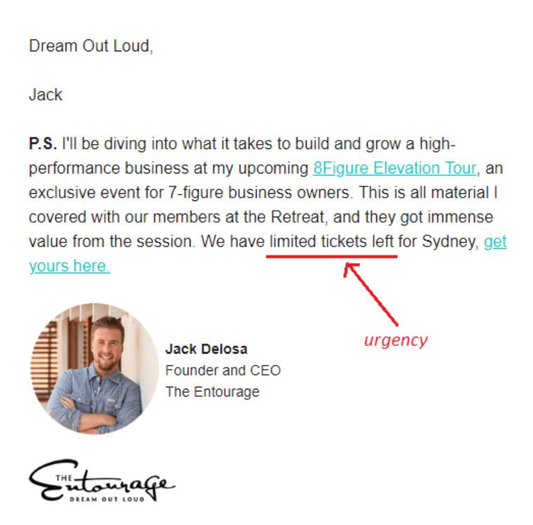 How to use P.S. in emails: creating urgency