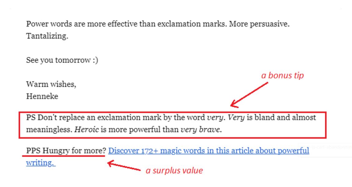 How to use P.S. in emails: promoting bonuses