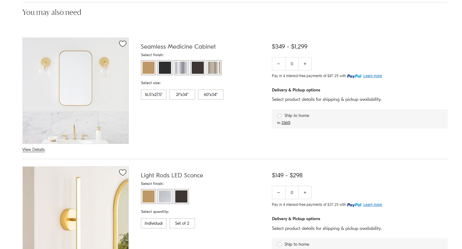 Cross-selling example: West Elm