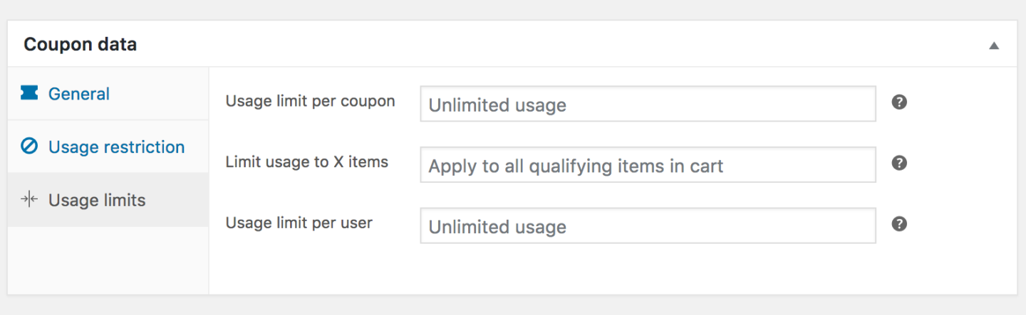usage restriction settings in woocommerce for discount codes