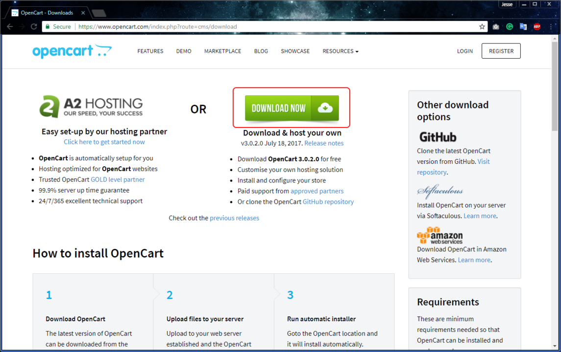OpenCart installation