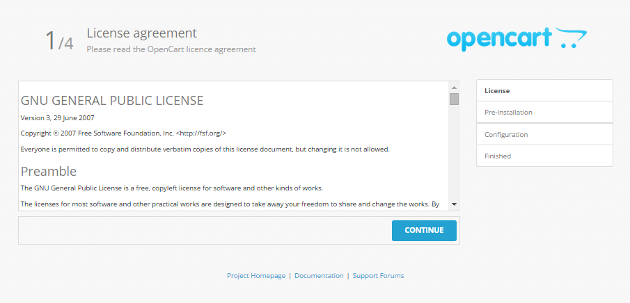 OpenCart vs WooCommerce: OpenCart installation