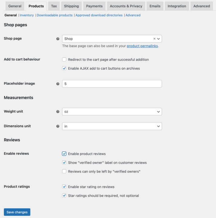 shop pages