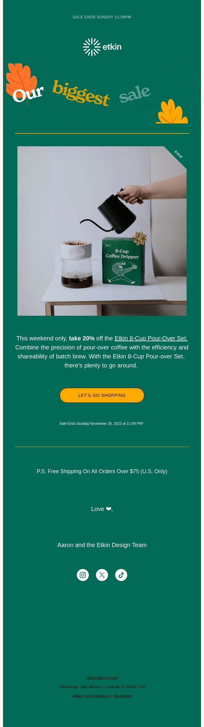 20 best flash sale email examples: Etkin Design
