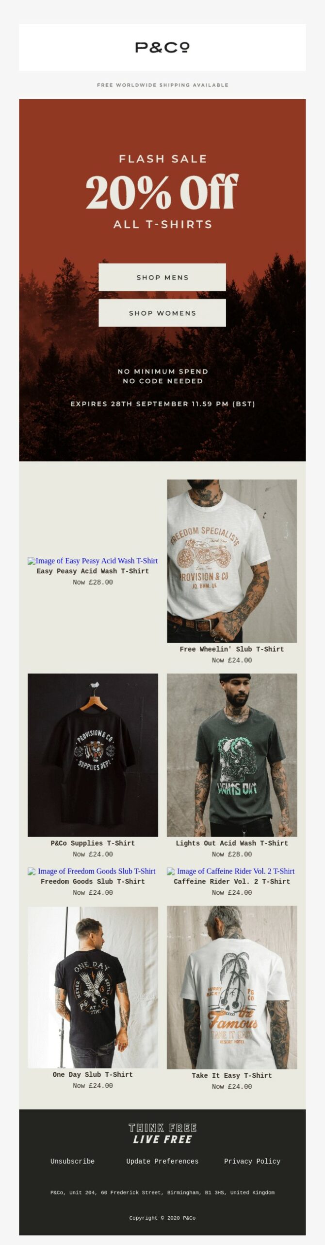 20 best flash sale email examples: P&Co