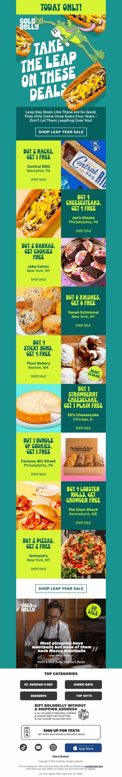 20 best flash sale email examples: Goldbelly