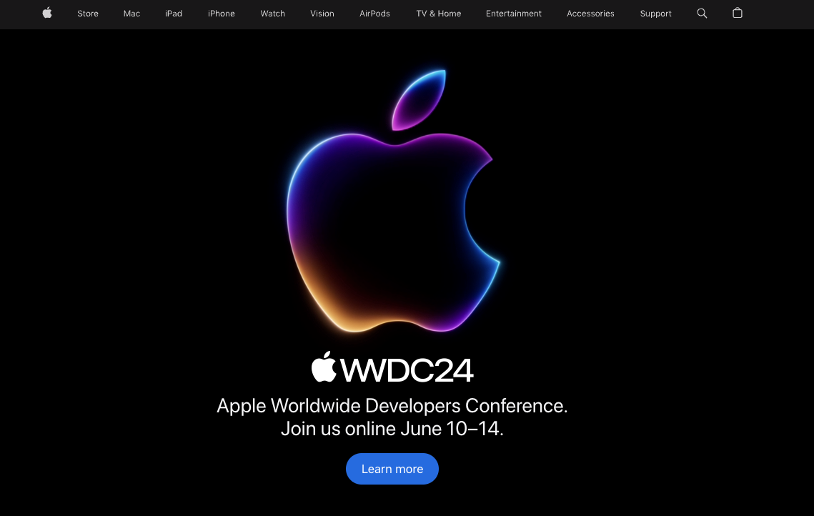 Apple homepage