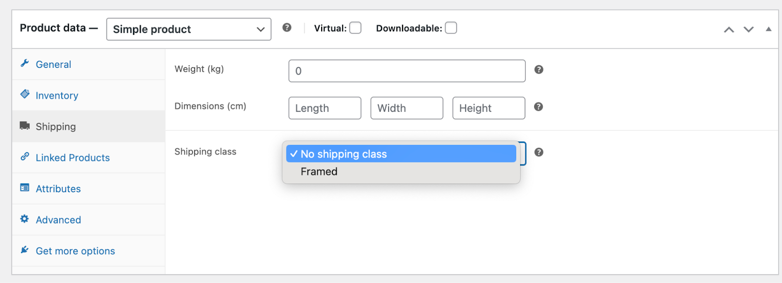 WooCommerce shipping labels: assigning a shipping class