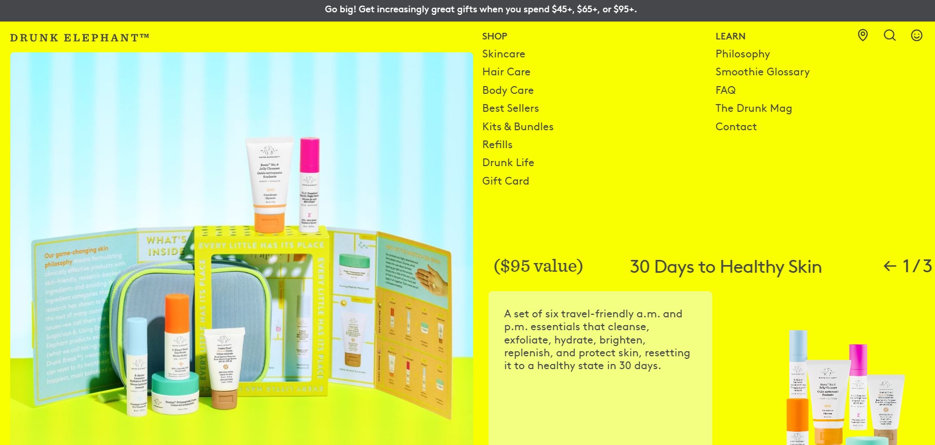 Best beauty ecommerce websites to learn from: Drunk Elephant
