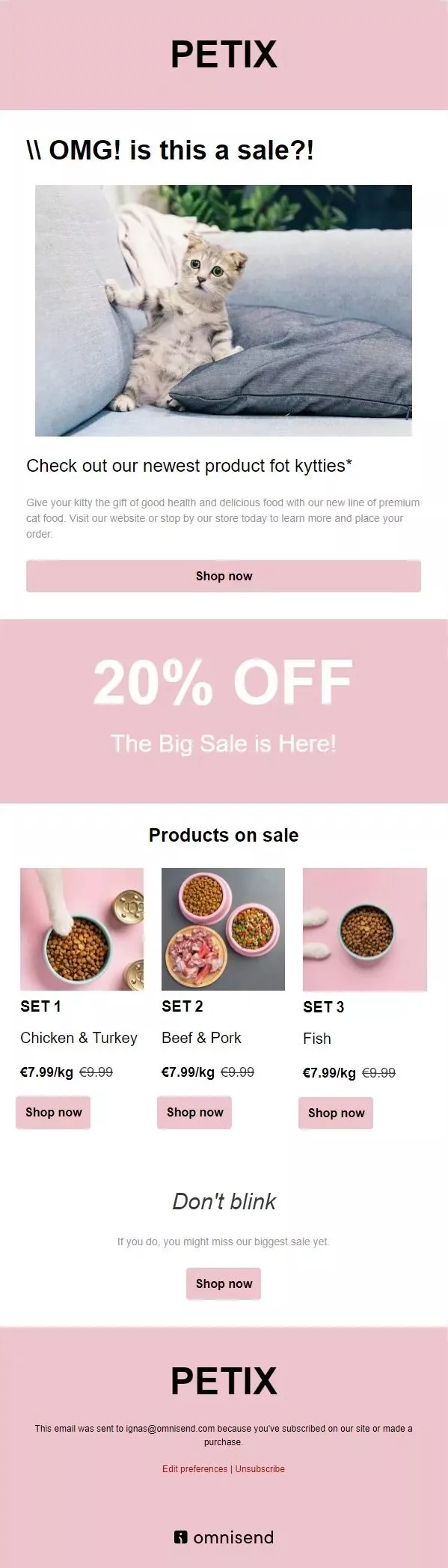 Funny email template example from Omnisend