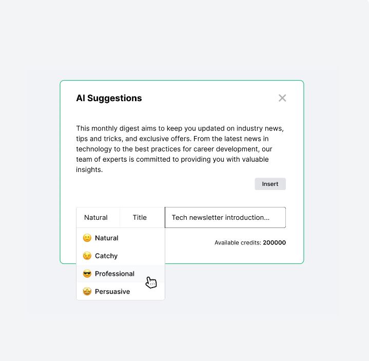 AI suggestions from MailerLite