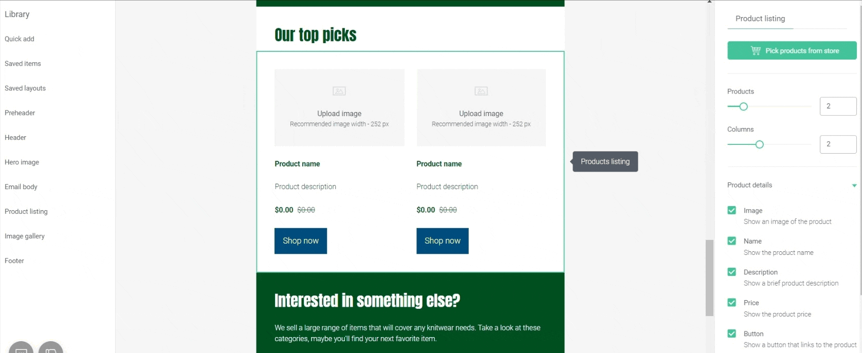 Omnisend’s drag-and-drop email builder
