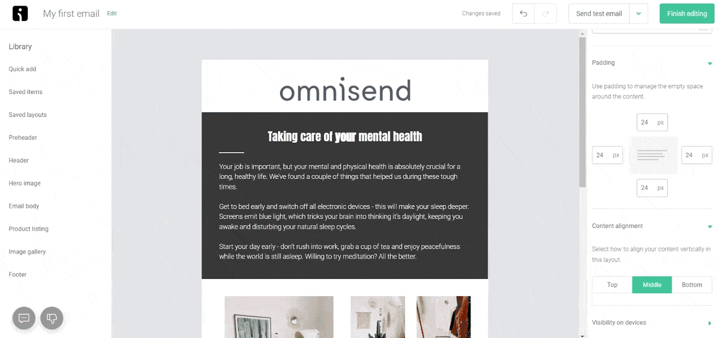 Omnisend email builder