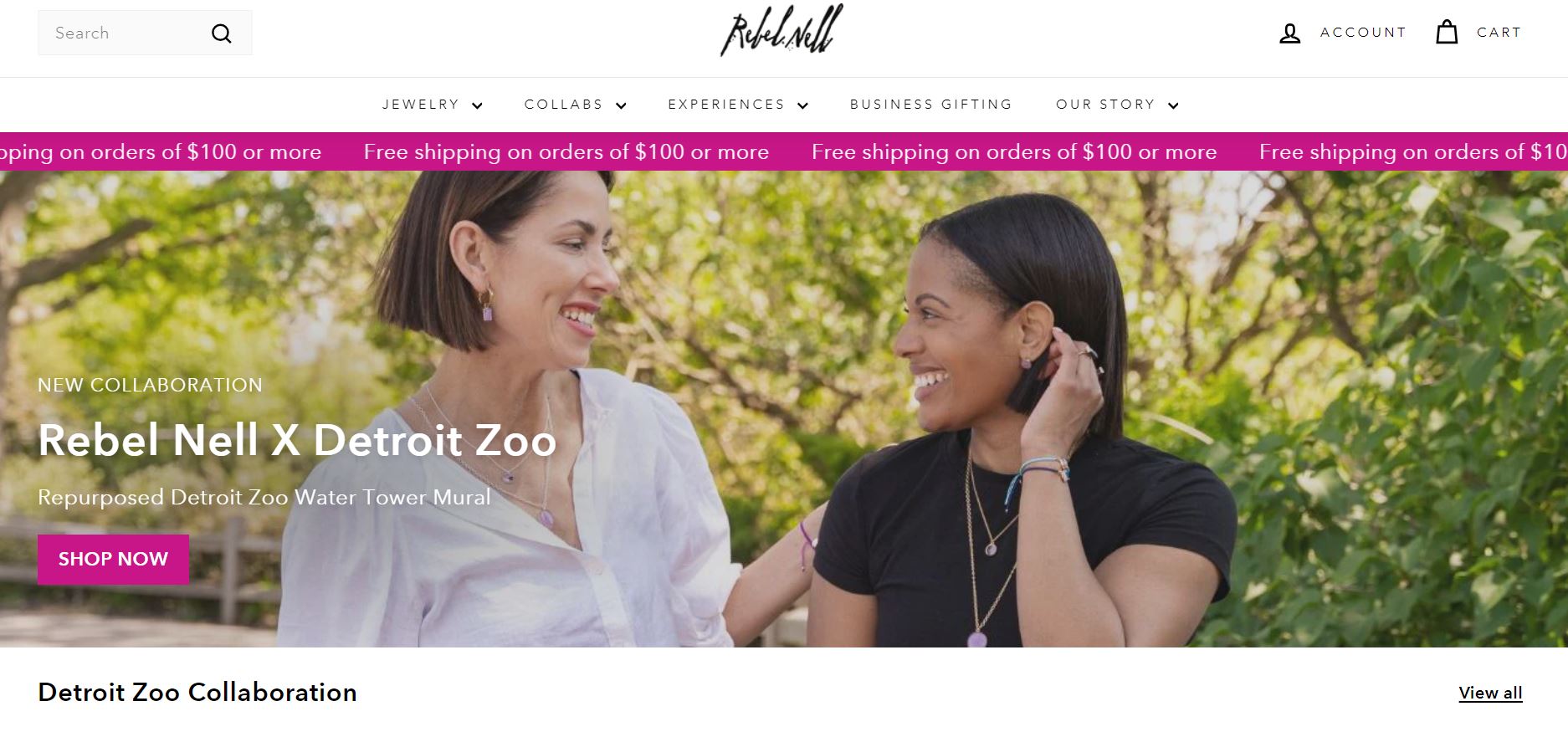Top Shopify jewelry stores: Rebel Nell