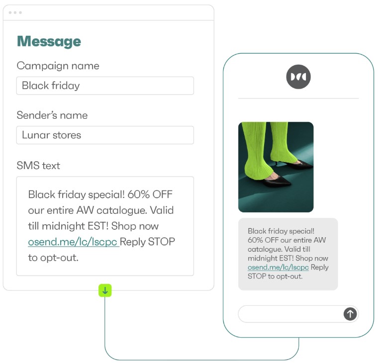 9 skin care marketing tips to boost your brand: SMS marketing sample from Omnisend