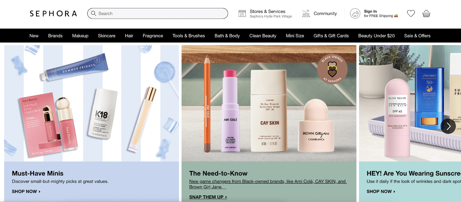 15 ecommerce optimization tips: UX enhancement example from Sephora