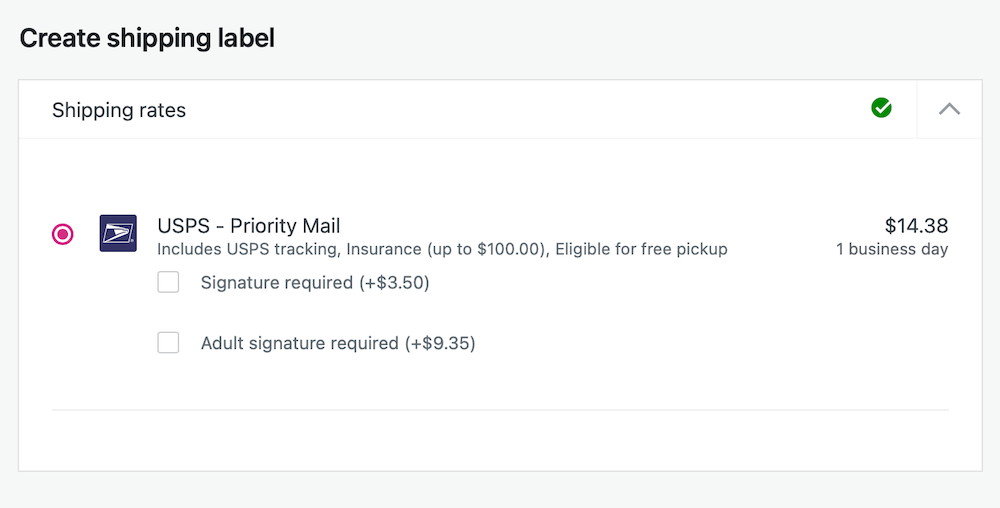 Generating shipping labels with WooCommerce Shipping plugin: shipping rate options