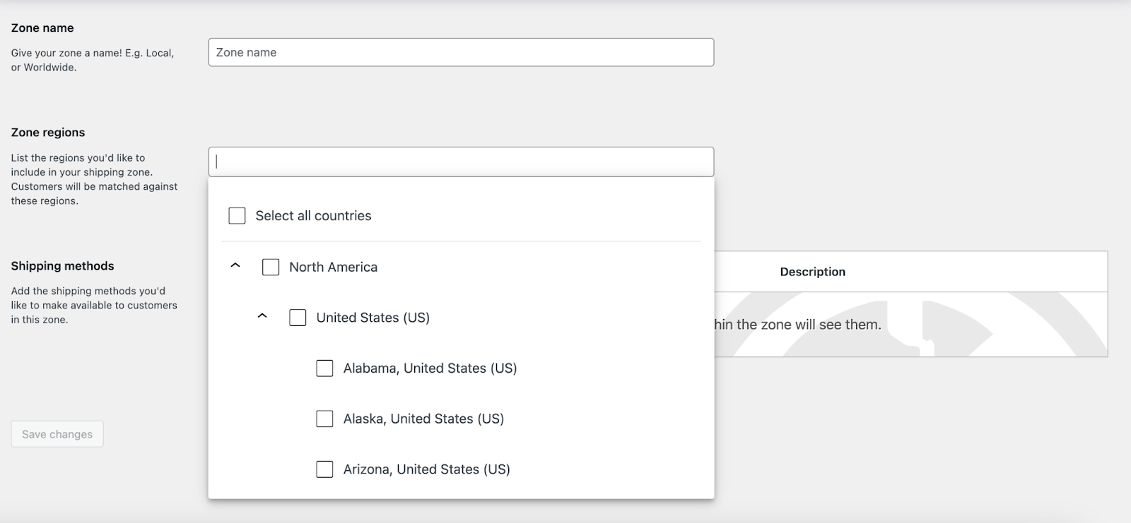 WooCommerce shipping labels: zone regions