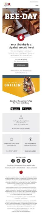 automated text messages by Applebees