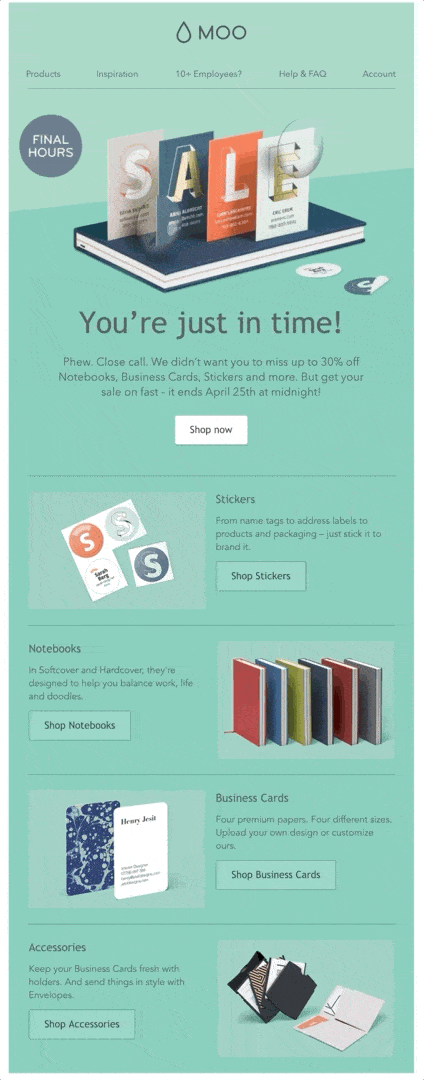 20 best flash sale email examples: Moo