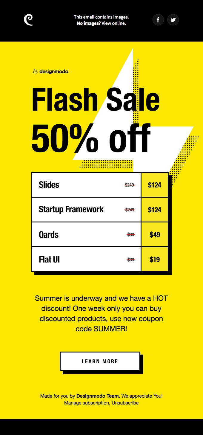 20 best flash sale email examples: DesignModo