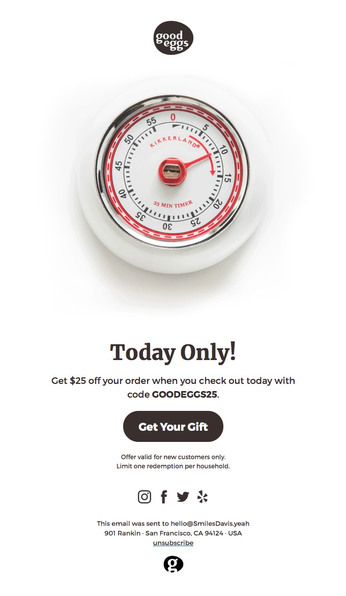 20 best flash sale email examples: Good Eggs