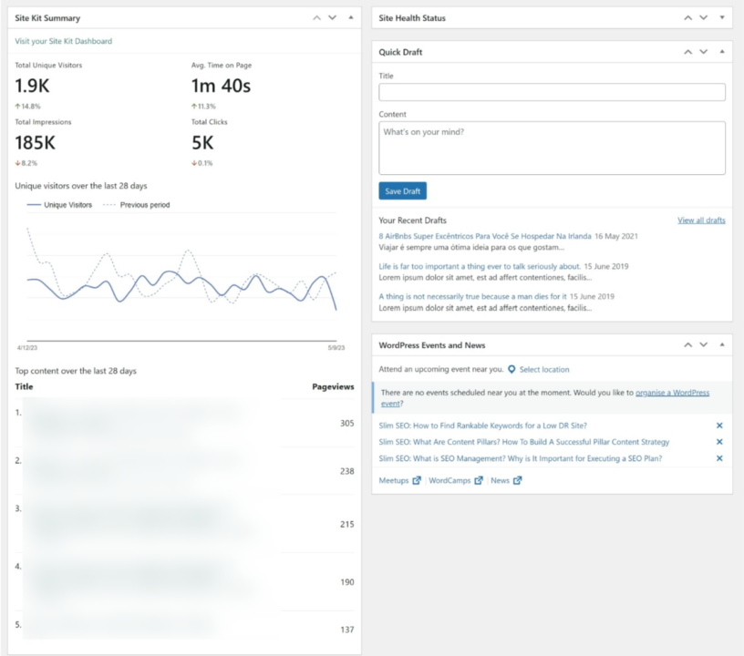 Viewing WordPress analytics data: Site Kit by Google