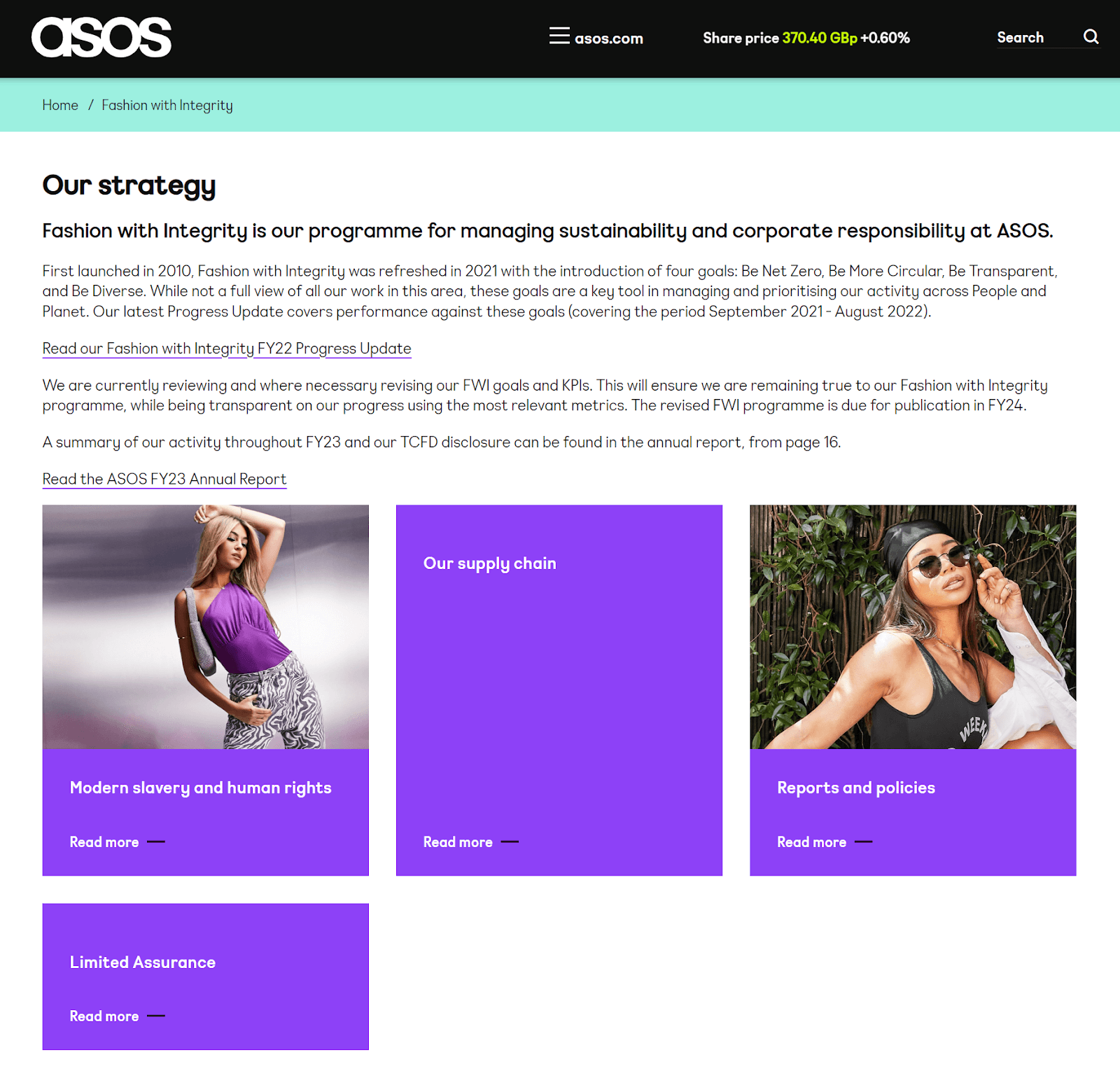 clothing brand marketing ideas: example from ASOS