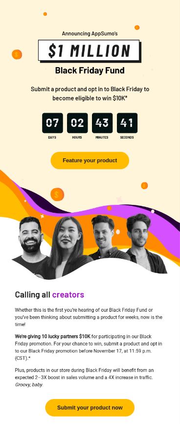 5 best countdown timer in email example from AppSumo