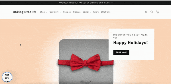 Email capture best practices: example from Baking Steel