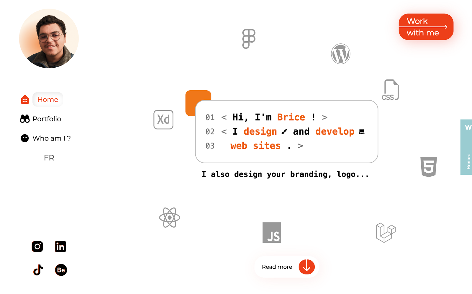 Best web designer portfolio website examples: Brice Clain