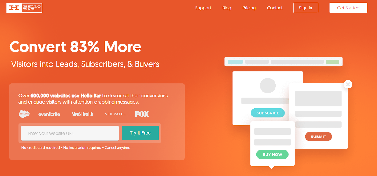Best email capture software: Hellobar