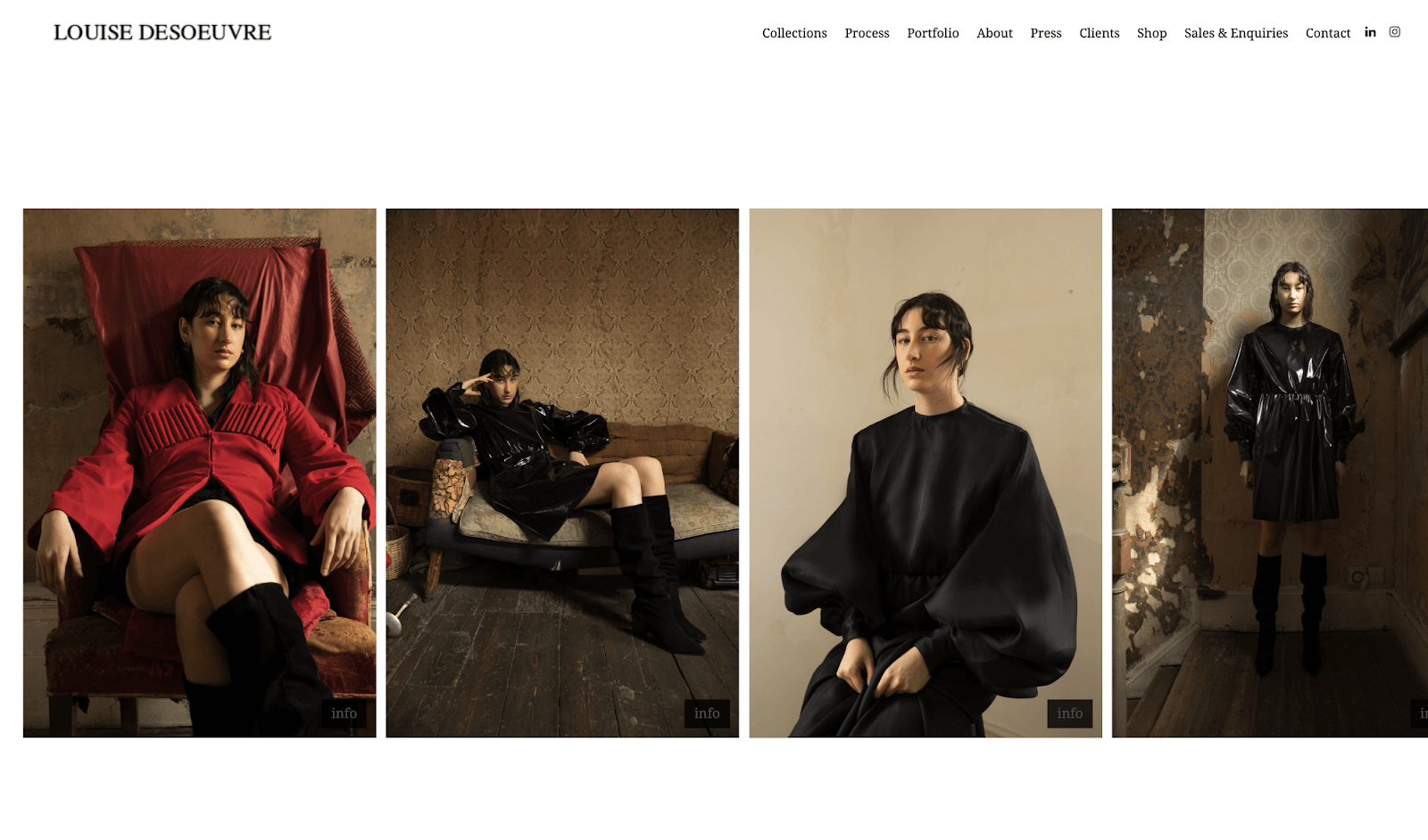 Best fashion designer portfolio website examples: Louise Desoeuvre