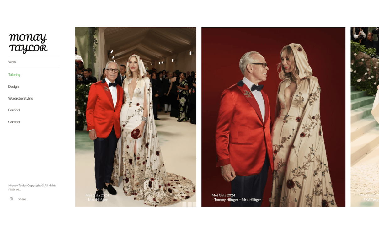 Best fashion designer portfolio website examples: Monay Taylor