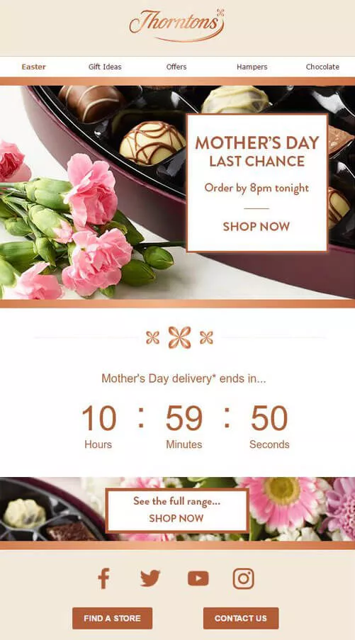 countdown in special occassions email example
