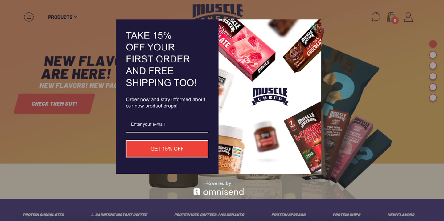 Email capture best practices: example from Muscle Cheff