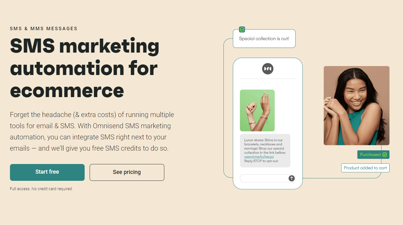 6 best wellness marketing strategies: SMS marketing example from Omnisend