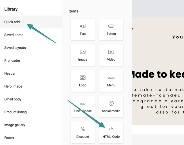 Omnisend quick add html