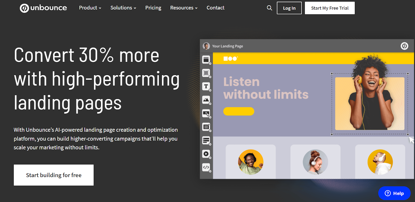 Best email capture software: Unbounce