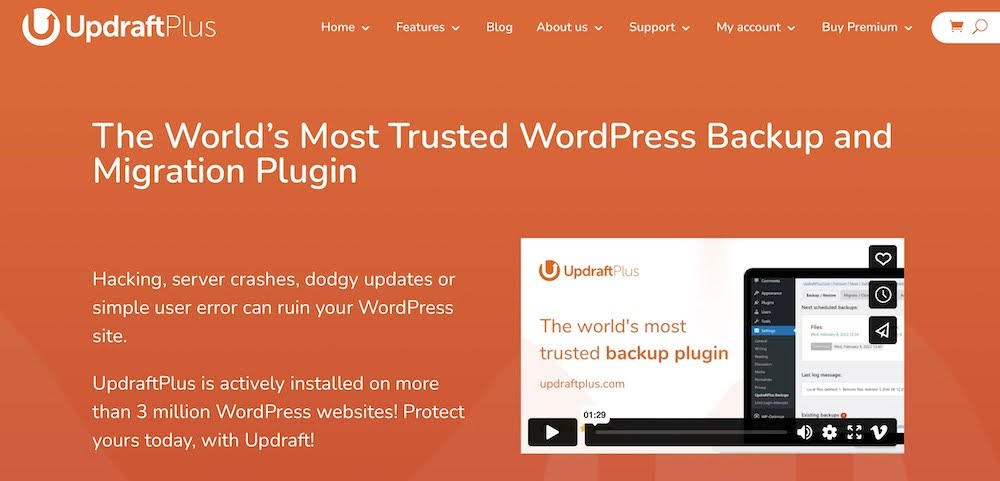 top seven WordPress backup plugin options: UpdraftPlus
