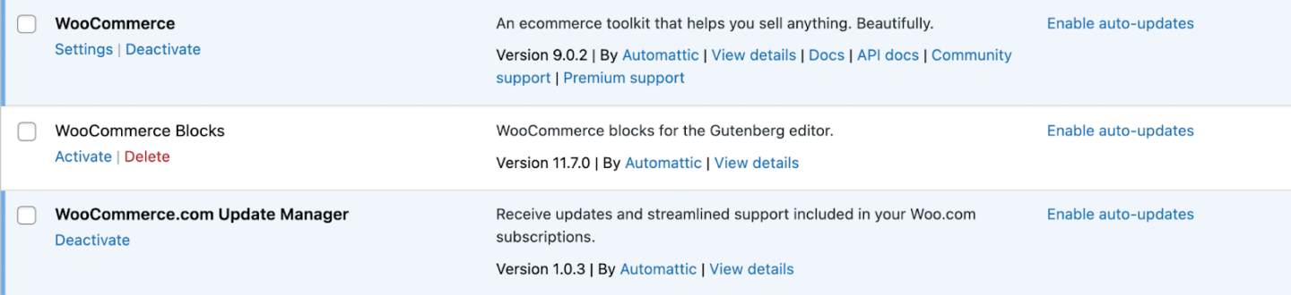WooCommerce Update Manager functions