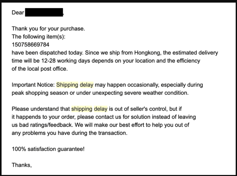 How to communicate with customers about delivery delay via email