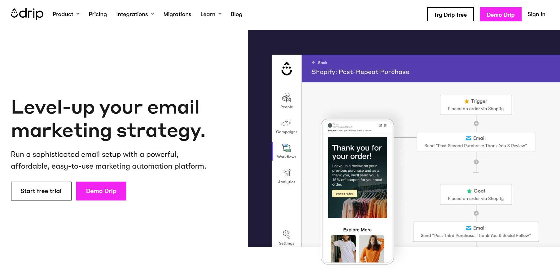 Drip homepage
